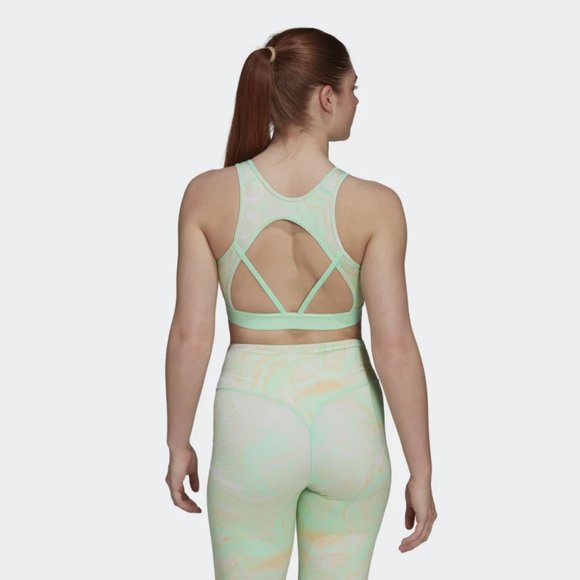 adidas Other - New Hyperglam AEROREADY Training Light Support Marble Print Workout Bra 2XL A-C